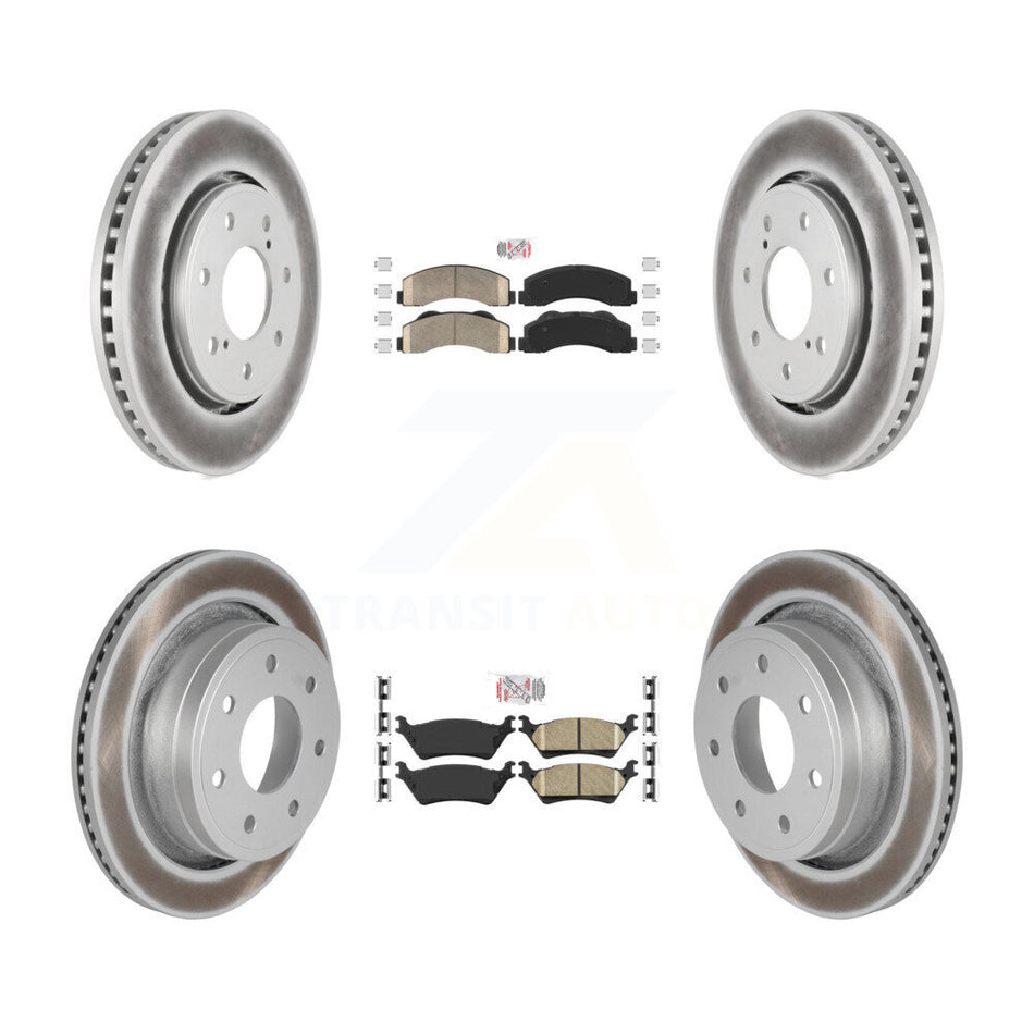 Front Rear Ceramic Pad Coated Brake Rotors Kit For 2012-2014 Ford F-150 With 7 Lug Wheels KGA-105286