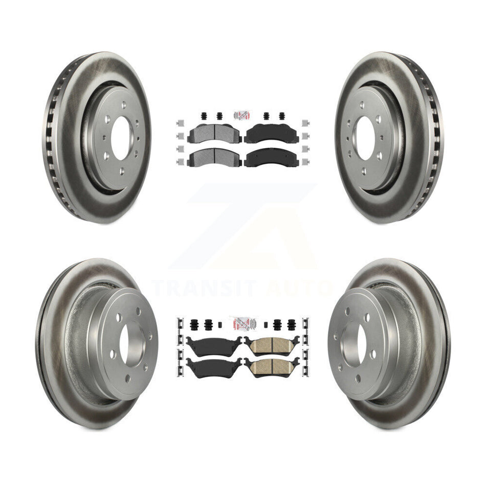 Front Semi-Metallic Rear Ceramic Pads And Coated Disc Brake Rotors Kit For Ford F-150 KGA-105287
