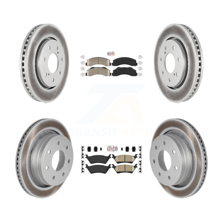 Front Rear Ceramic Pad Coated Brake Rotors Kit For 2012-2014 Ford F-150 With 7 Lug Wheels KGA-105290