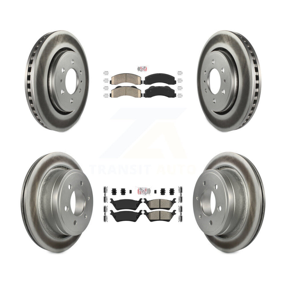 Front Ceramic Rear Semi-Metallic Pads And Coated Disc Brake Rotors Kit For Ford F-150 KGA-105292