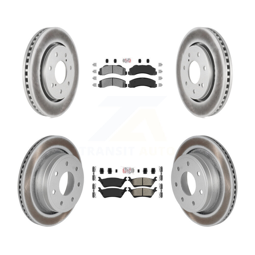 Front Rear Semi-Metallic Pad Coat Brake Rotors Kit For 12-14 Ford F-150 With 7 Lug Wheels KGA-105293
