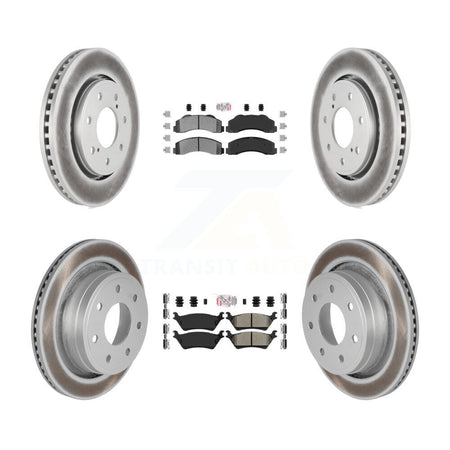 Front Rear Semi-Metallic Pad Coat Brake Rotors Kit For 12-14 Ford F-150 With 7 Lug Wheels KGA-105293