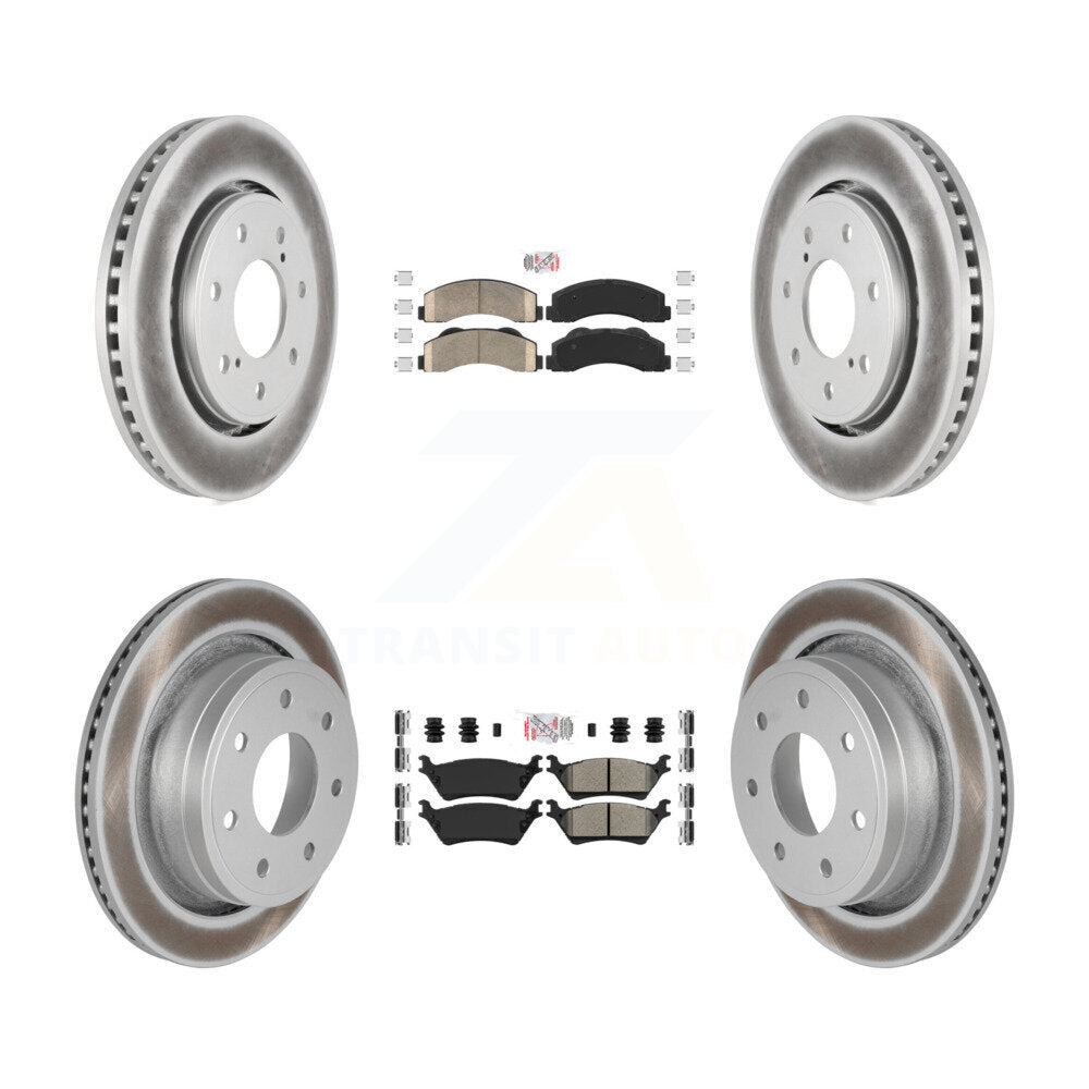 Front Ceramic Rear Semi-Metallic Pads And Coated Disc Brake Rotors Kit For Ford F-150 KGA-105294