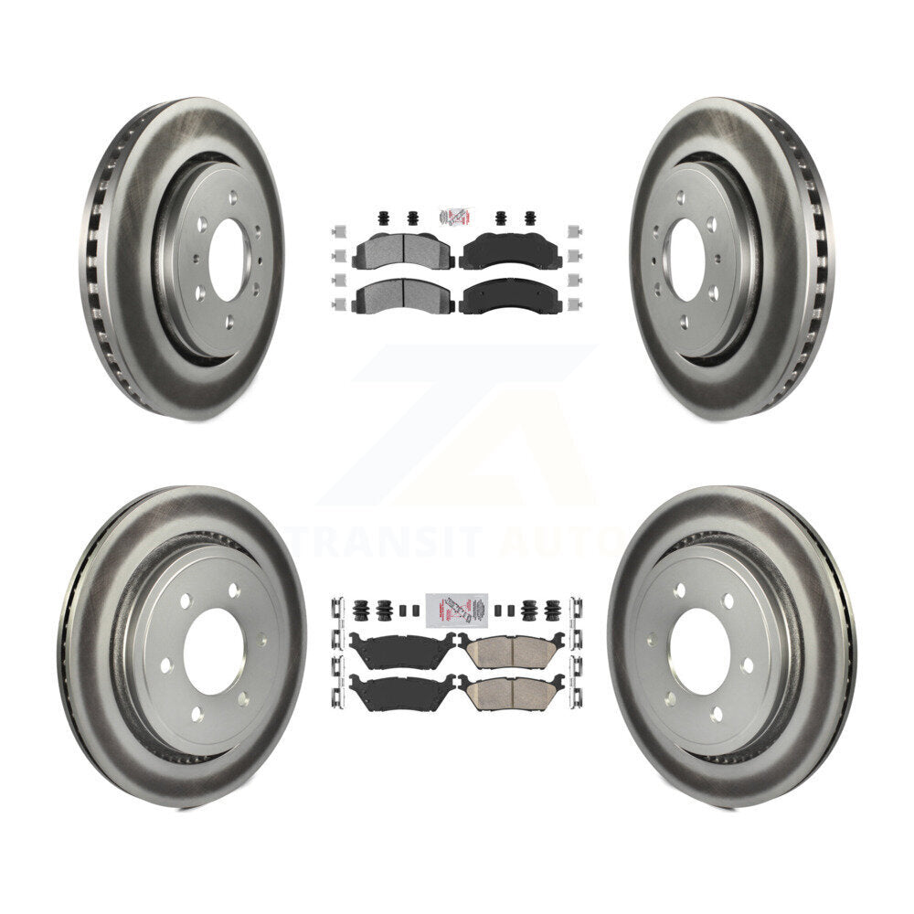 Front Semi-Metallic Rear Ceramic Pads And Coated Disc Brake Rotors Kit For Ford F-150 KGA-105295