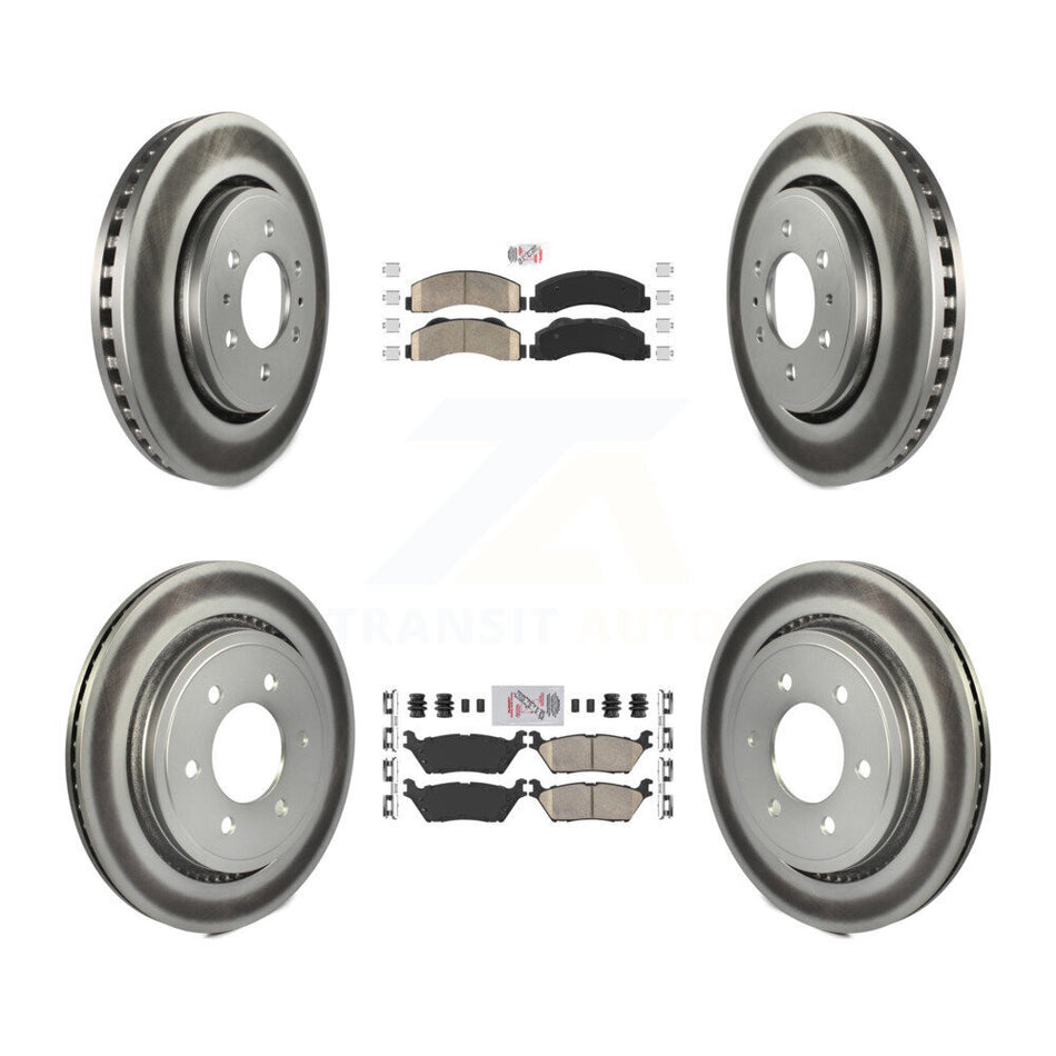 Front Rear Ceramic Pad Coated Brake Rotors Kit For Ford F-150 With Electric Parking KGA-105296
