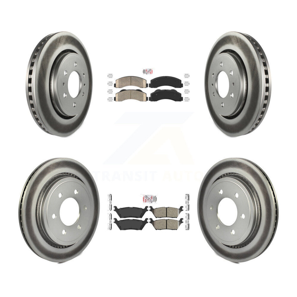 Front Rear Ceramic Pad Coated Brake Rotors Kit For Ford F-150 With Electric Parking KGA-105298