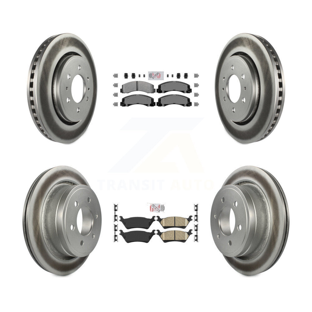 Front Semi-Metallic Rear Ceramic Pads And Coated Disc Brake Rotors Kit For Ford F-150 KGA-105299