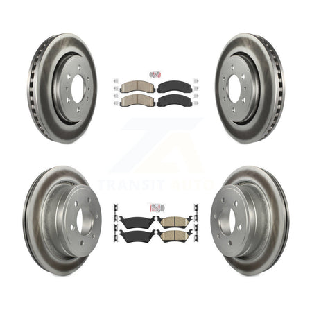 Front Rear Ceramic Pad Coat Disc Brake Rotor Kit For Ford F-150 With Manual Parking KGA-105300