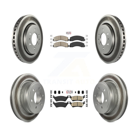 Front Rear Ceramic Pad Coat Disc Brake Rotor Kit For Ford F-150 With Manual Parking KGA-105302
