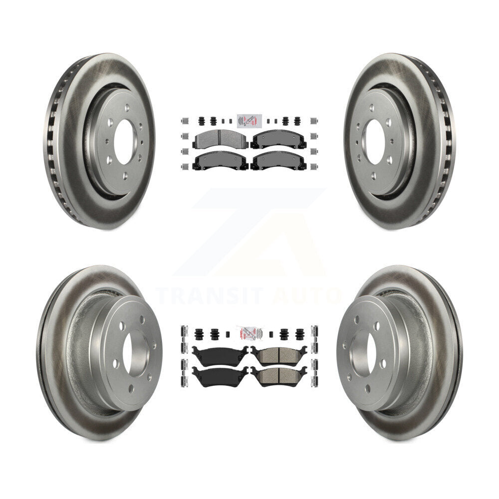 Front Rear Semi-Metallic Pads And Coated Disc Brake Rotors Kit For Ford F-150 KGA-105303