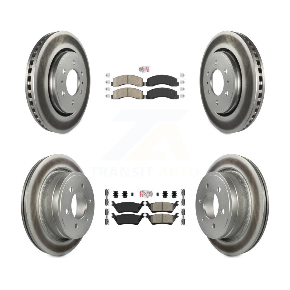 Front Ceramic Rear Semi-Metallic Pads And Coated Disc Brake Rotors Kit For Ford F-150 KGA-105304