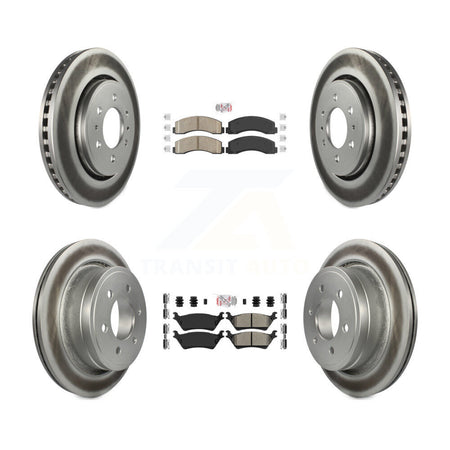 Front Ceramic Rear Semi-Metallic Pads And Coated Disc Brake Rotors Kit For Ford F-150 KGA-105304