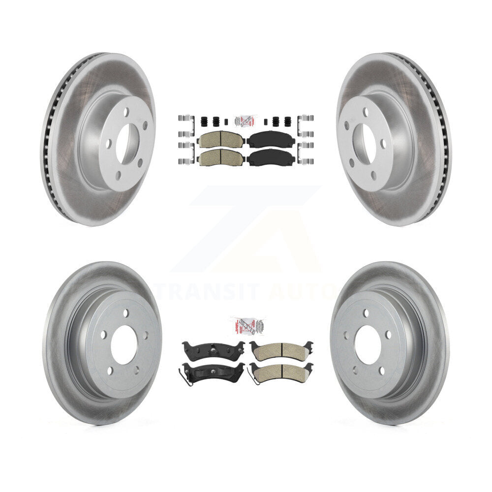 Front Ceramic Rear Semi-Metallic Pad Coated Brake Rotors Kit For Ford Explorer Sport Trac KGA-105332