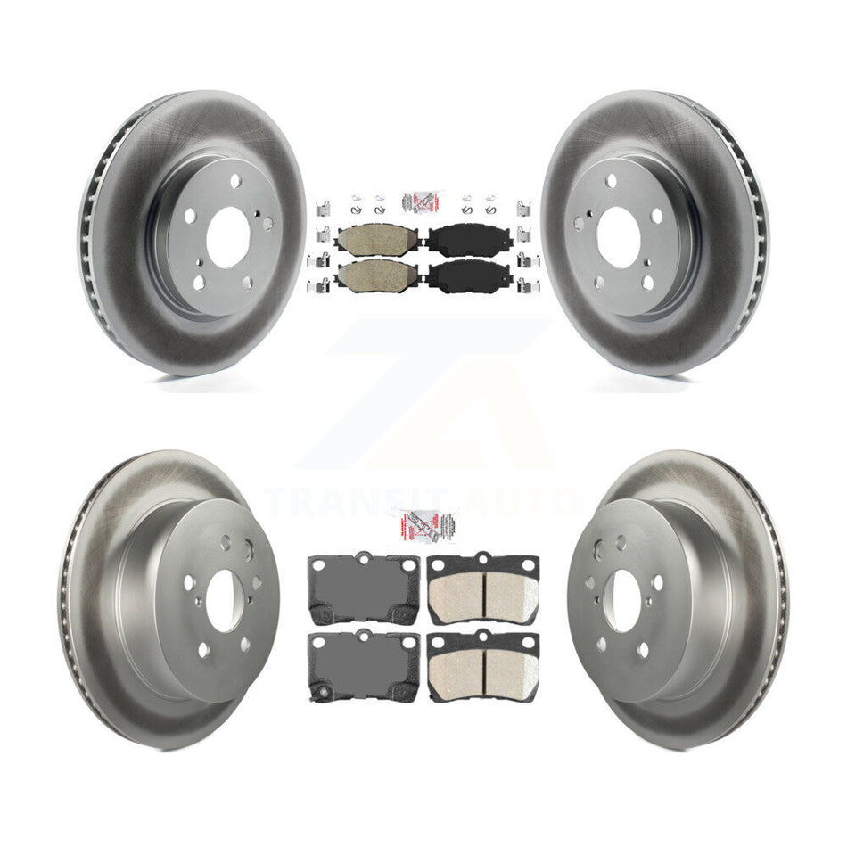 Front Semi-Metallic Rear Ceramic Pad & Coated Brake Rotor Kit For 2010-2013 Lexus IS250 C KGA-105336