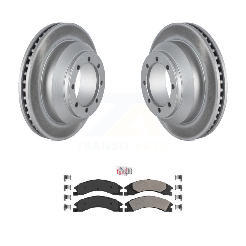Rear Coated Disc Brake Rotors & Semi-Metallic Pad Kit For Ford E-350 Super Duty Econoline KGA-105349