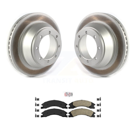 Rear Coated Brake Rotor Ceramic Pad Kit For 2009-2010 Ford E-450 Super Duty DIESEL engine KGA-105353