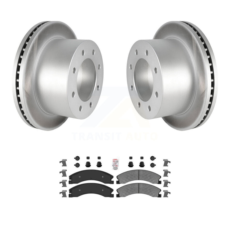 Rear Coated Brake Rotors Semi-Metallic Pad Kit For GMC Sierra 3500 HD Chevrolet Silverado KGA-105391