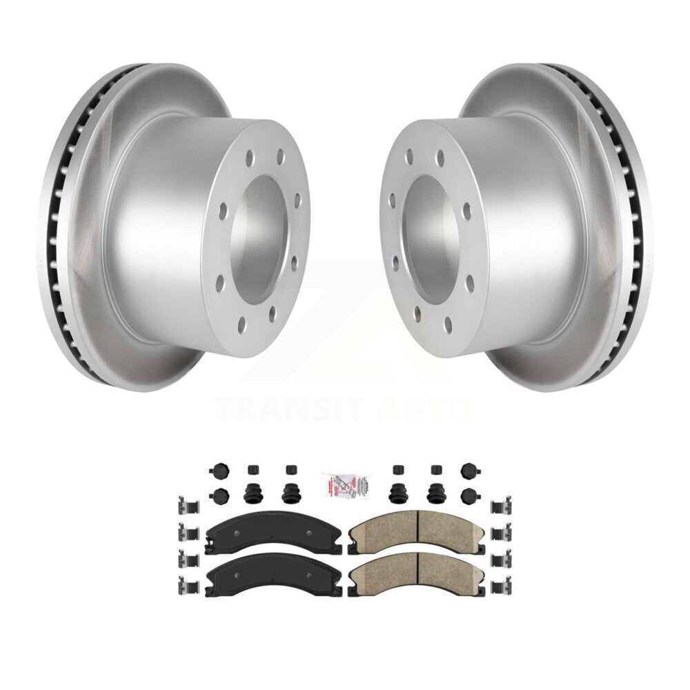 Rear Coated Disc Brake Rotor & Ceramic Pad Kit For GMC Sierra 3500 HD Chevrolet Silverado KGA-105392