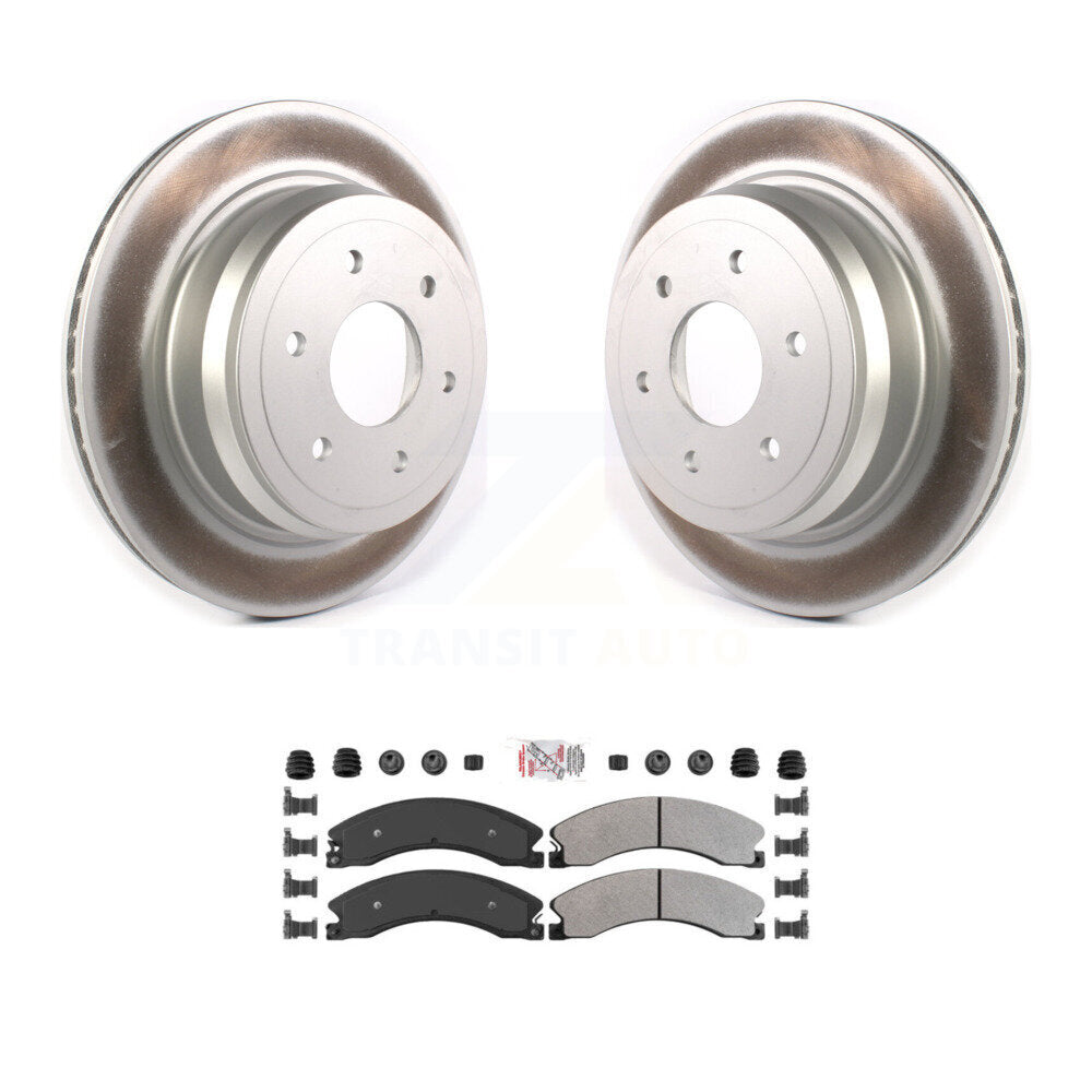 Rear Coated Disc Brake Rotors And Semi-Metallic Pads Kit For 2016-2024 Nissan TITAN XD KGA-105401