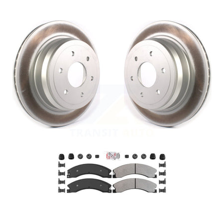 Rear Coated Disc Brake Rotors And Semi-Metallic Pads Kit For 2016-2024 Nissan TITAN XD KGA-105401