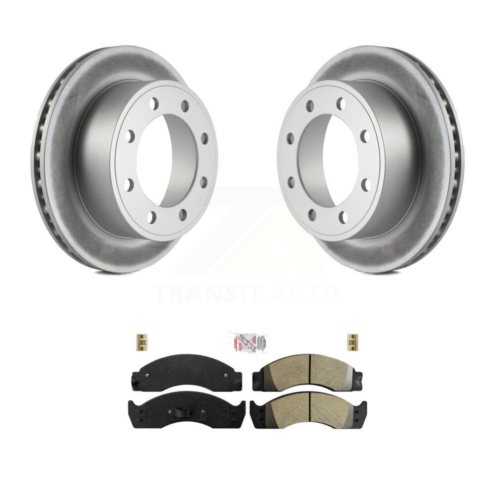 Rear Coated Disc Brake Rotors & Semi-Metallic Pad Kit For Ford E-450 Econoline Super Duty KGA-105426