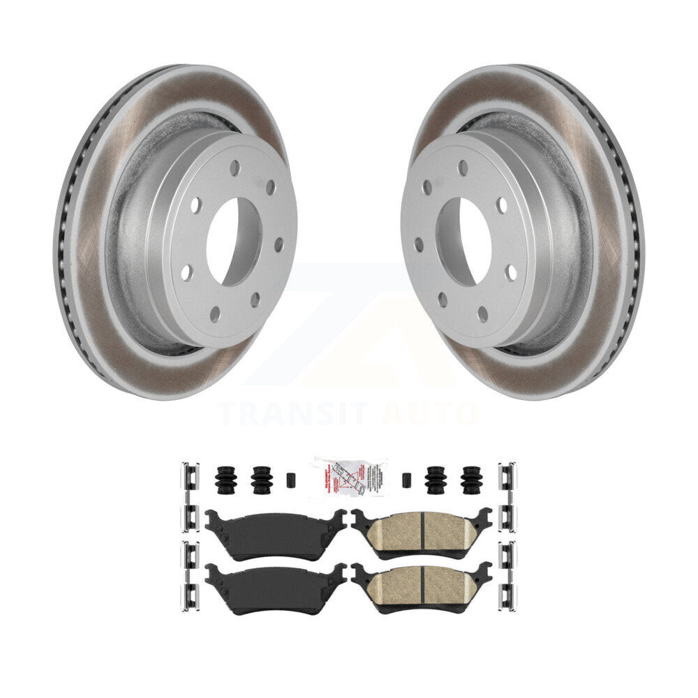 Rear Coated Disc Brake Rotor & Ceramic Pad Kit For 2012-2014 Ford F-150 With 7 Lug Wheels KGA-105449