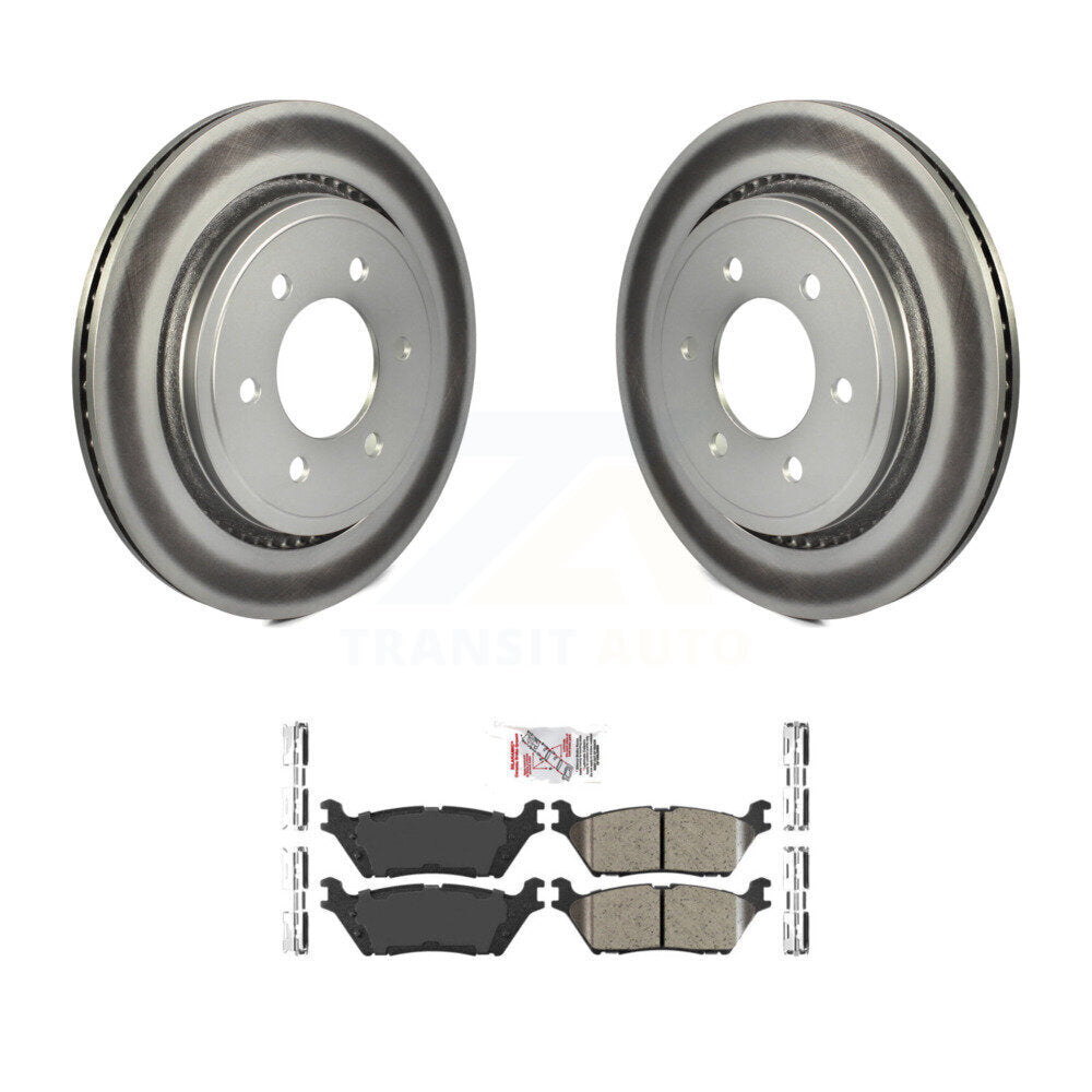 Rear Coated Brake Rotors Ceramic Pad Kit For 15-17 Ford F-150 With Electric Parking KGA-105453