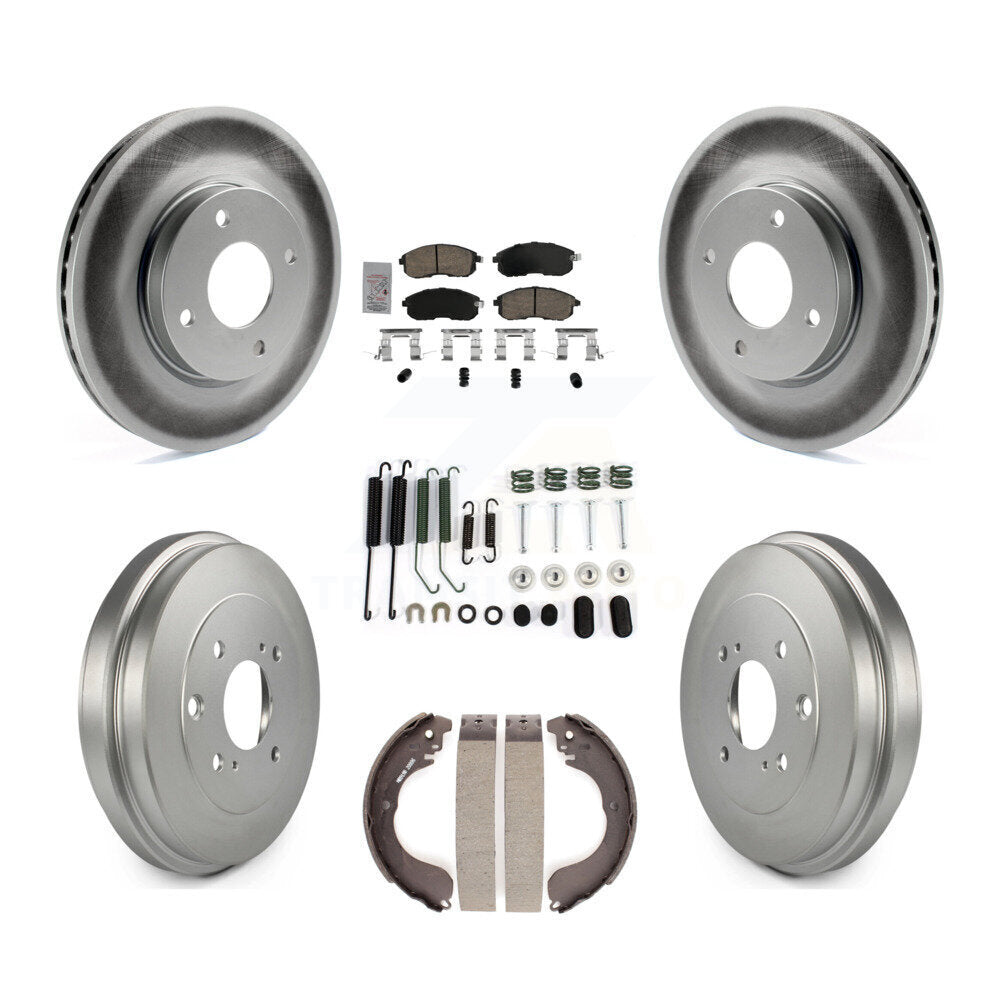 Front Rear Disc Brake Rotors Ceramic Pads And Coated Drum Kit (7Pc) For Nissan Versa KGA-105465
