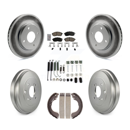 Front Rear Disc Brake Rotors Ceramic Pads And Coated Drum Kit (7Pc) For Nissan Versa KGA-105465