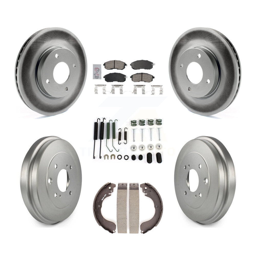 Front Rear Disc Brake Rotors Ceramic Pads And Coated Drum Kit (7Pc) For Nissan Versa KGA-105466