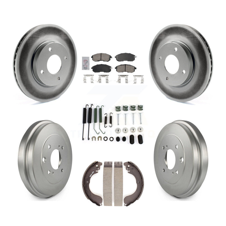 Front Rear Disc Brake Rotors Ceramic Pads And Coated Drum Kit (7Pc) For Nissan Versa KGA-105466