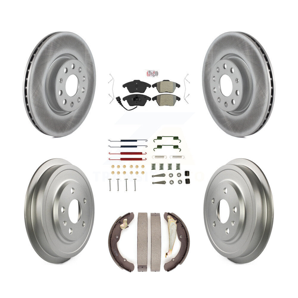 Front Rear Disc Brake Rotors Semi-Metallic Pad Coated Drum Kit (7Pc) For Volkswagen Jetta KGA-105467