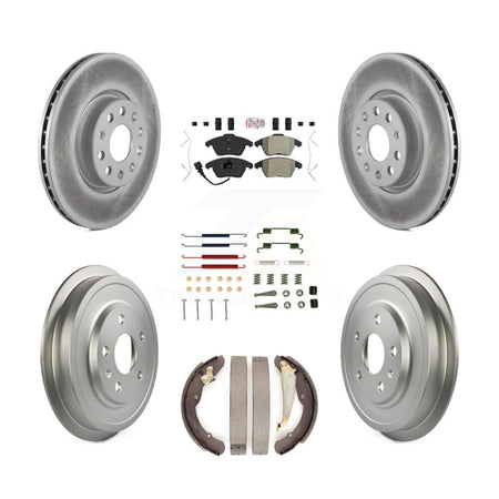 Front Rear Disc Brake Rotors Semi-Metallic Pad Coated Drum Kit (7Pc) For Volkswagen Jetta KGA-105468