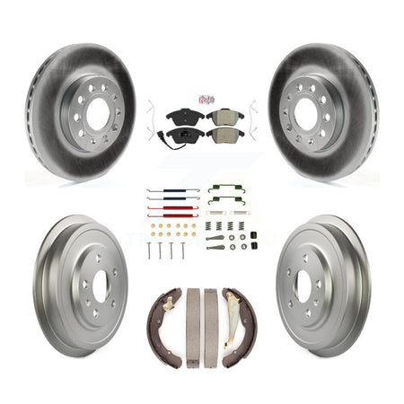 Front Rear Disc Brake Rotors Semi-Metallic Pad Coated Drum Kit (7Pc) For Volkswagen Jetta KGA-105469