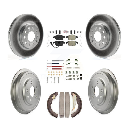 Front Rear Disc Brake Rotors Semi-Metallic Pad Coated Drum Kit (7Pc) For Volkswagen Jetta KGA-105470