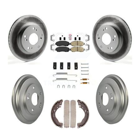 Front Rear Disc Brake Rotors Ceramic Pads And Coated Drum Kit (7Pc) For Honda Civic KGA-105471