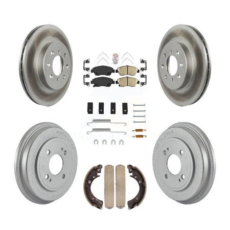 Front Rear Brake Rotors Ceramic Pad Coat Drum Kit (7Pc) For Honda Civic With 4 Lug Wheels KGA-105473