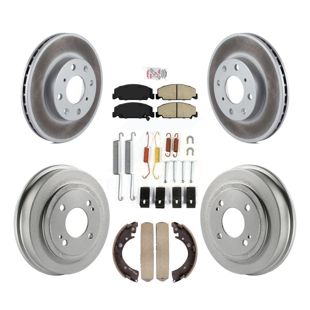 Front Rear Disc Brake Rotors Ceramic Pads And Coated Drum Kit (7Pc) For Honda Civic KGA-105474