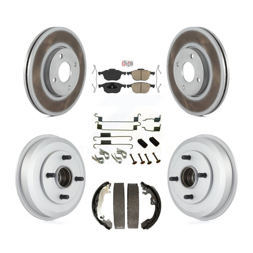 Front Rear Disc Brake Rotors Ceramic Pads And Coated Drum Kit (7Pc) For Ford Focus KGA-105476