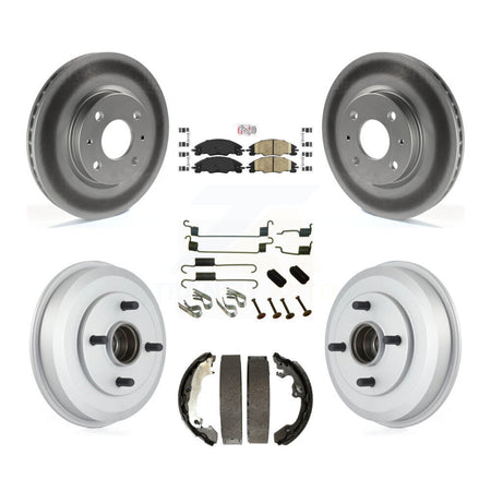 Front Rear Disc Brake Rotors Ceramic Pads And Coated Drum Kit (7Pc) For Ford Focus KGA-105477