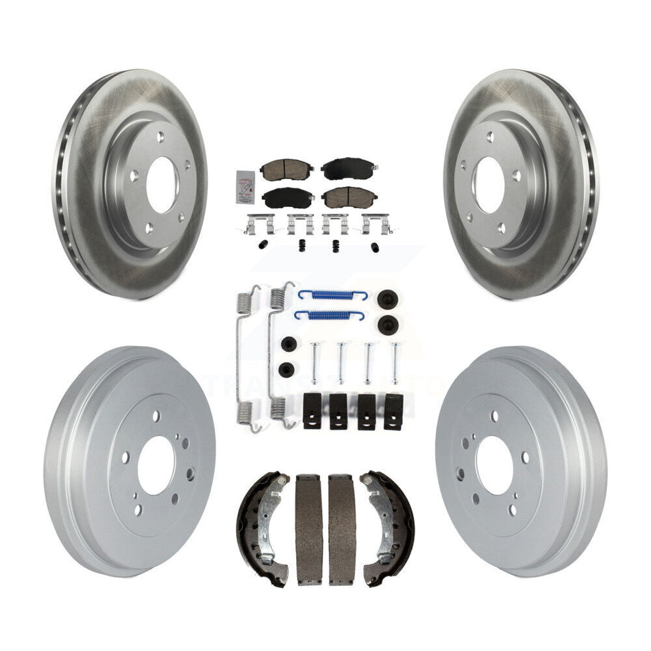 Front Rear Disc Brake Rotors Ceramic Pads And Coated Drum Kit (7Pc) For Nissan Sentra KGA-105481