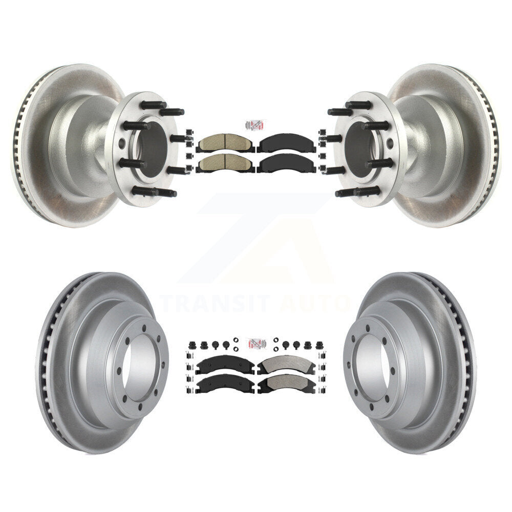 Front Ceramic Rear Semi-Metallic Pad Coat Disc Brake Rotors Kit For Ford E-350 Super Duty KGA-105505