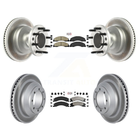 Front Ceramic Rear Semi-Metallic Pad Coat Disc Brake Rotors Kit For Ford E-350 Super Duty KGA-105505