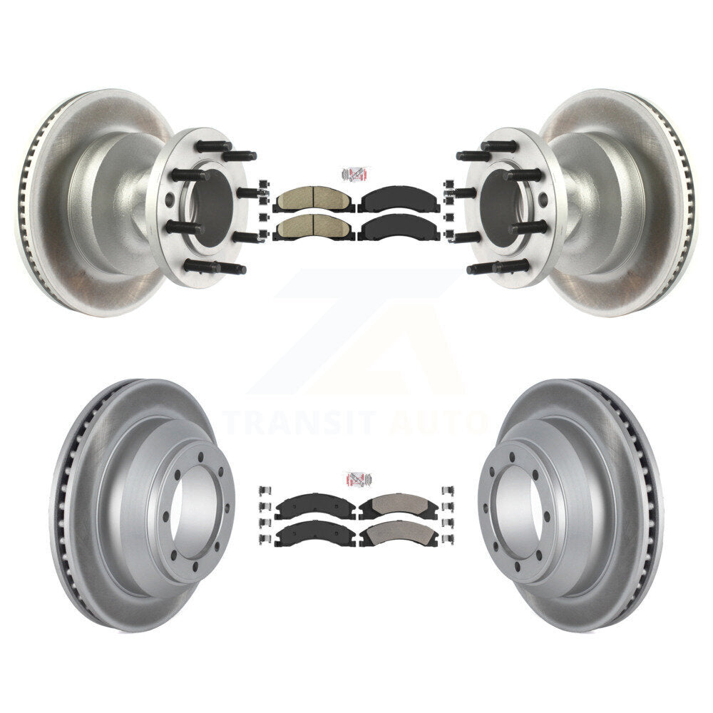 Front Ceramic Rear Semi-Metallic Pad Coat Disc Brake Rotors Kit For Ford E-350 Super Duty KGA-105506