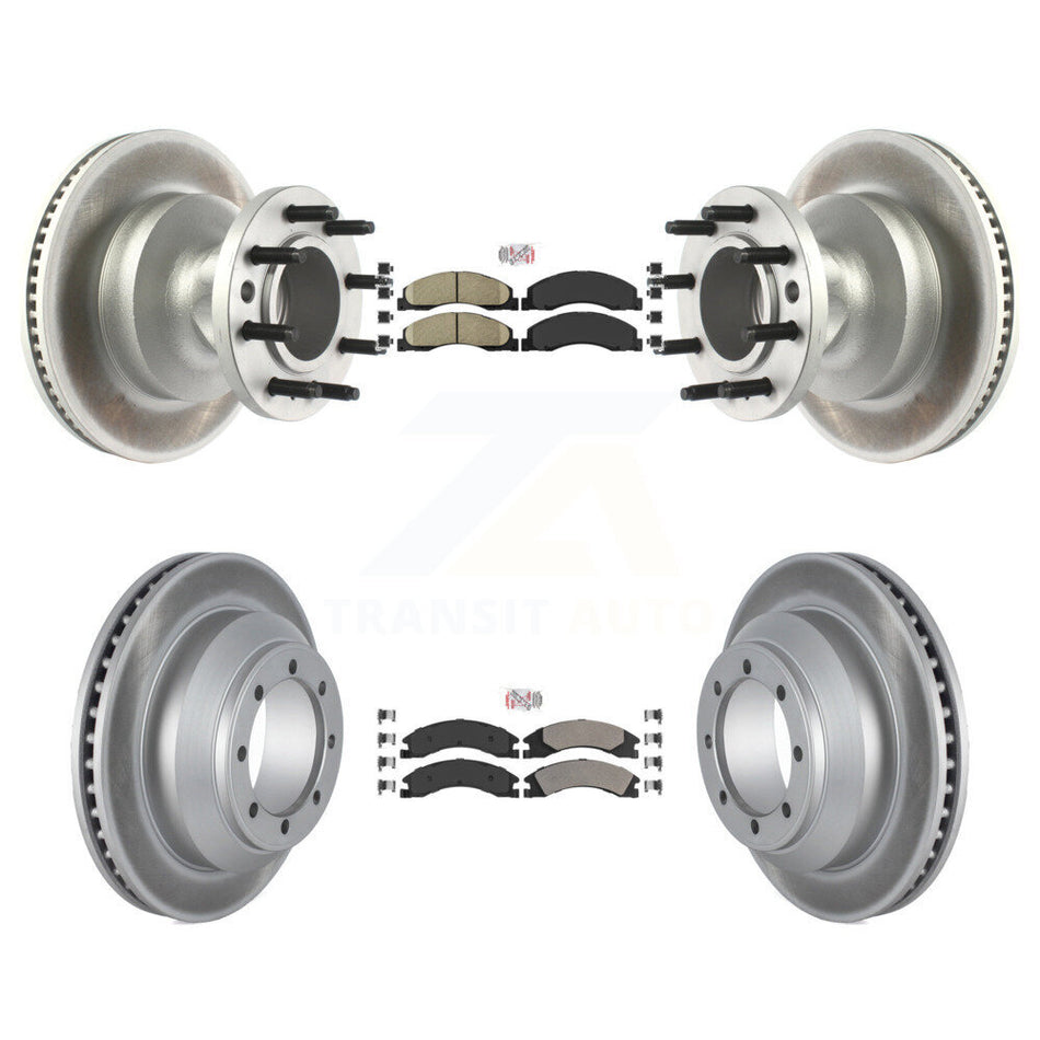 Front Ceramic Rear Semi-Metallic Pad Coat Disc Brake Rotors Kit For Ford E-350 Super Duty KGA-105506