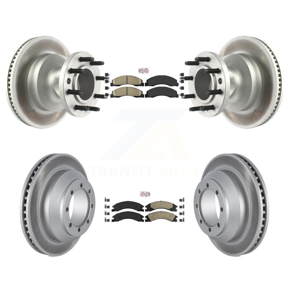 Front Rear Ceramic Pad Coat Disc Brake Rotors Hub Kit For Ford E-350 Super Duty Econoline KGA-105507