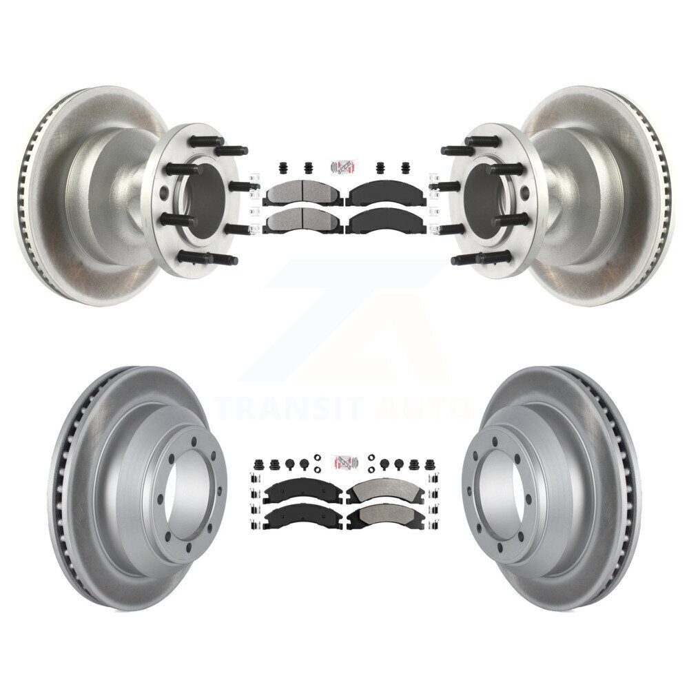 Front Rear Semi-Metallic Pad Coat Brake Rotor Hub Kit For Ford E-350 Super Duty Econoline KGA-105508