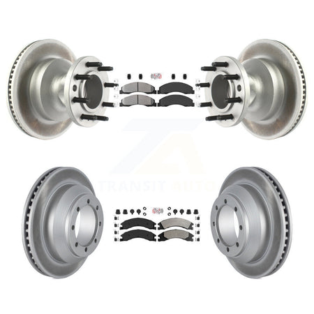 Front Rear Semi-Metallic Pad Coat Brake Rotor Hub Kit For Ford E-350 Super Duty Econoline KGA-105508