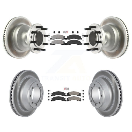 Front Rear Semi-Metallic Pad Coat Brake Rotor Hub Kit For Ford E-350 Super Duty Econoline KGA-105509