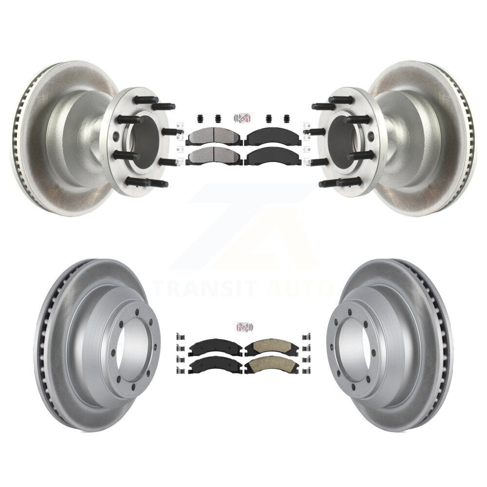 Front Semi-Metallic Rear Ceramic Pad Coat Disc Brake Rotors Kit For Ford E-350 Super Duty KGA-105510